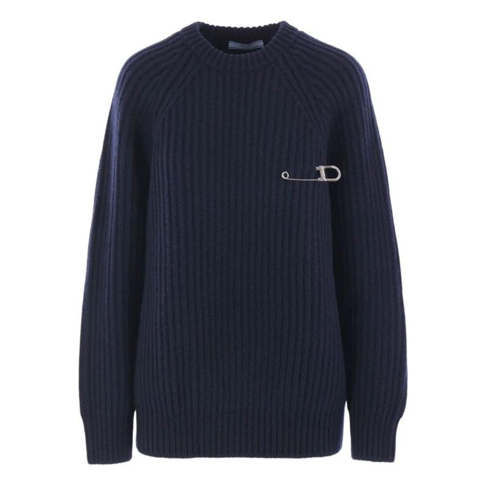 Prada Women Prada Women Ribbed-Knit Safety-Pin Sweater